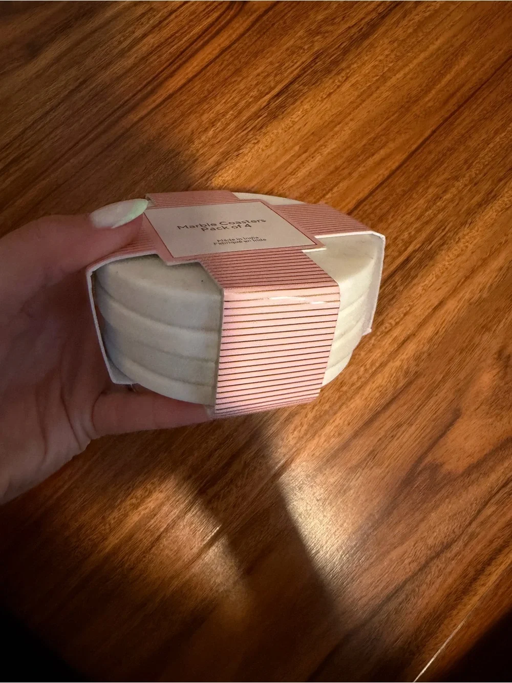 Marble Coaster Set with Pink Accent (Pack of 4)
